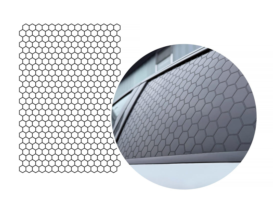 FOLIATEC Scheiben Sticker Honeycomb Auto Aufkleber, schwarz glänzend, 75 x 50 cm Schwarz Glänzend Ho