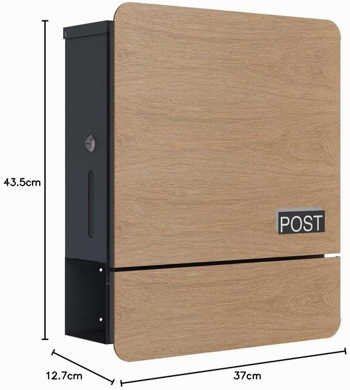 SCHARTEC Briefkasten SPB-4 helles Holz Design mit Zeitungsfach modern &amp; gross Wandbriefkasten Postka