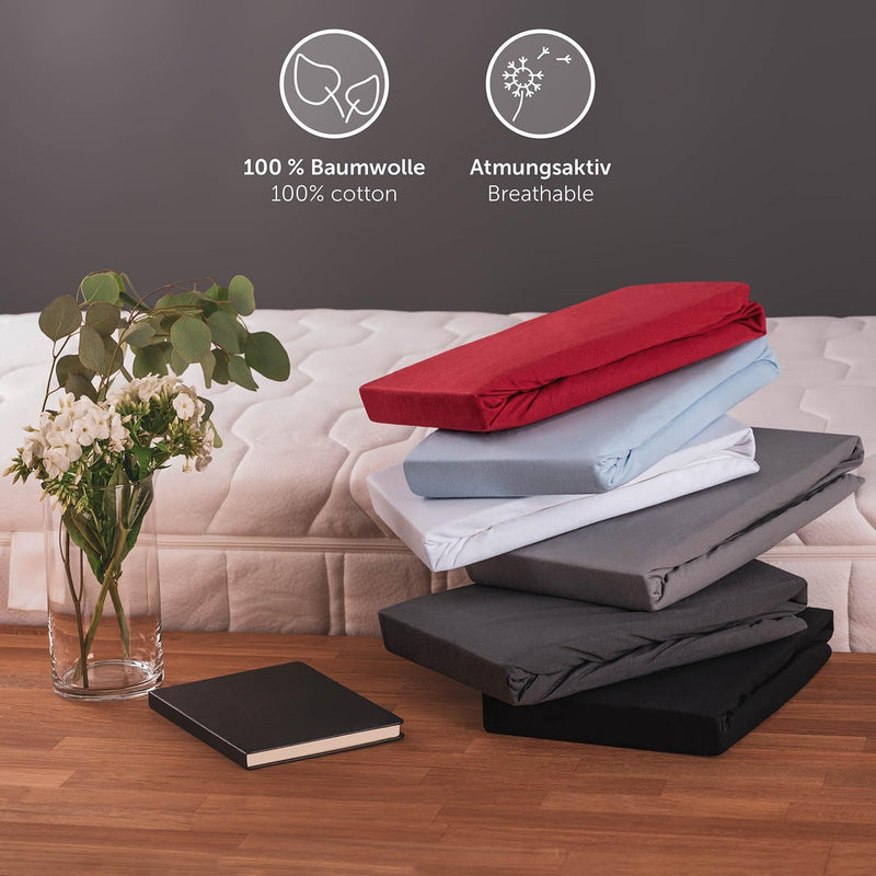 Blumtal® Premium Topper Spannbettlaken 200x220cm Jersey im 2er Set - Oeko-TEX zertifiziertes Bettlak