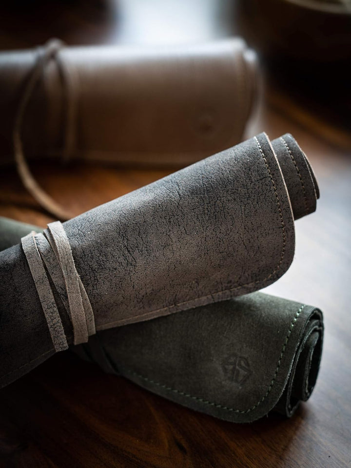 Hochwertige 7-Fach Echt-Leder Kochmesserrolle"Steve" – Rolltasche Werkzeugtasche verschliessbar - Me