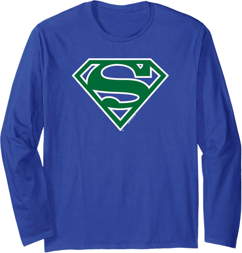 Superman Green & White Classic Shield Langarmshirt