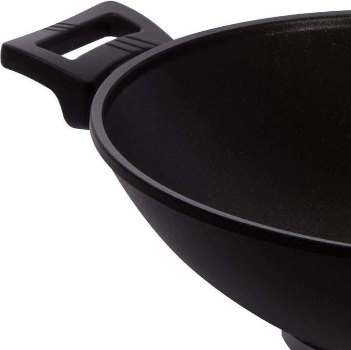 Eurolux Wok Induktion Set mit Glas-Deckel Ø 32 cm - grosse induktionsgeeignete Guss-Wokpfanne mit Ce