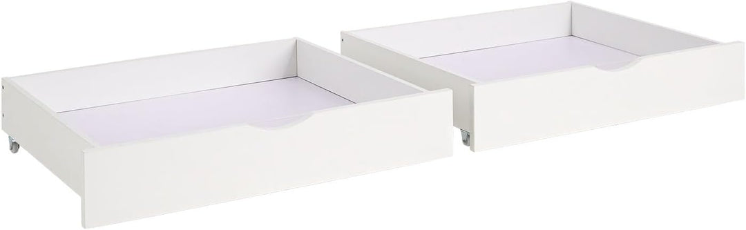Homestyle4u Bettkasten 2er Set Holz Aufbewahrung mit Rollen, Bett Schublade Bettauszug Weiss