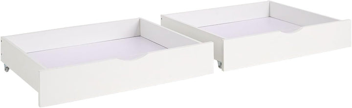 Homestyle4u Bettkasten 2er Set Holz Aufbewahrung mit Rollen, Bett Schublade Bettauszug Weiss