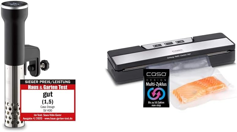 CASO 1310 SV400 Sous Vide Stick, für Behälter bis 20l Volumen, 25-90°C in 0,5°C Schritten & 1520 VR
