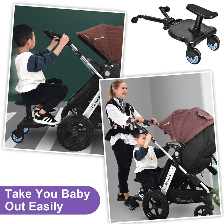 Buggy Board für alle Kinderwagen, Vihir Kiddy Board mit Sitz, Trittbrett Mitfahrbrett Universal pass