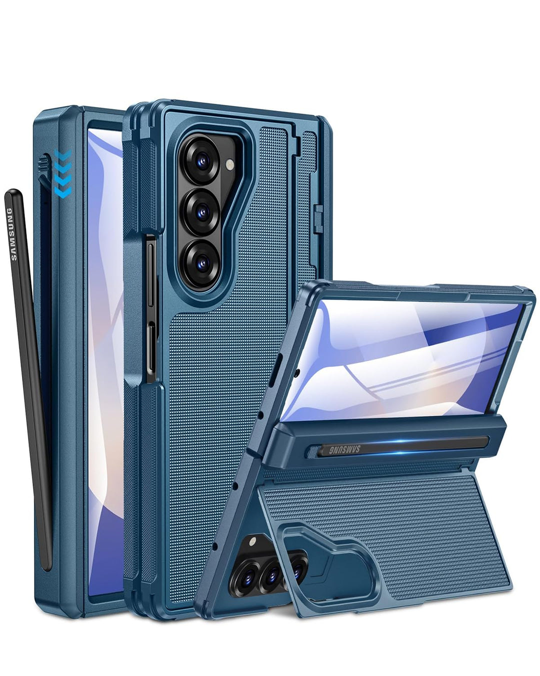 NINKI für Samsung Galaxy Fold 6 Case mit Invisible Bracket, Schutzhülle [vorne Displayschutz] Anti-K