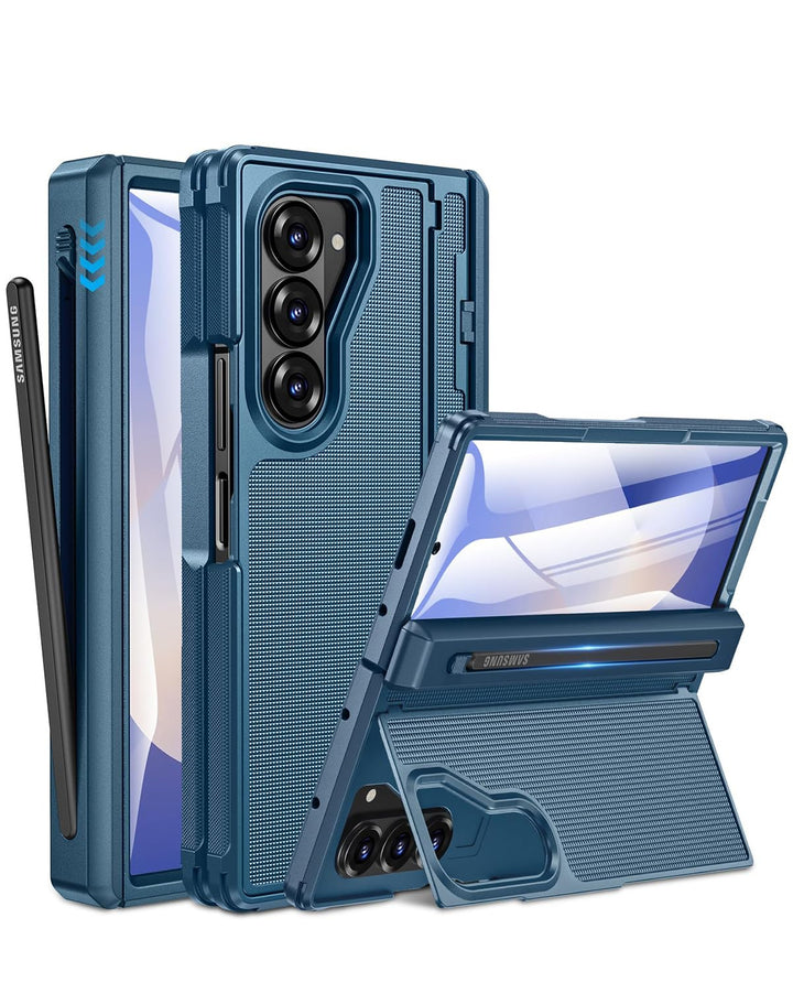 NINKI für Samsung Galaxy Fold 6 Case mit Invisible Bracket, Schutzhülle [vorne Displayschutz] Anti-K
