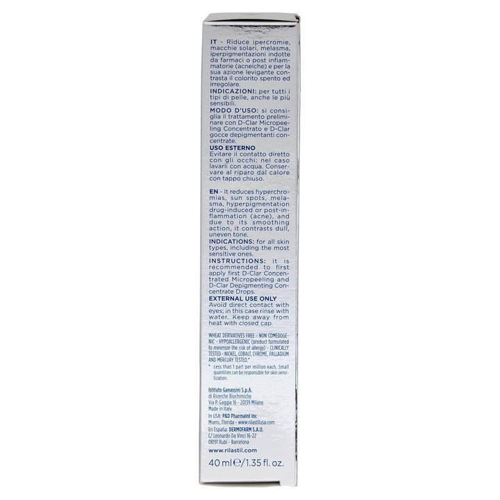 Rilastil D-Clar Fluid Depigmenting Face Cream, Anti-Makel-Behandlung, strahlende und homogene Haut,