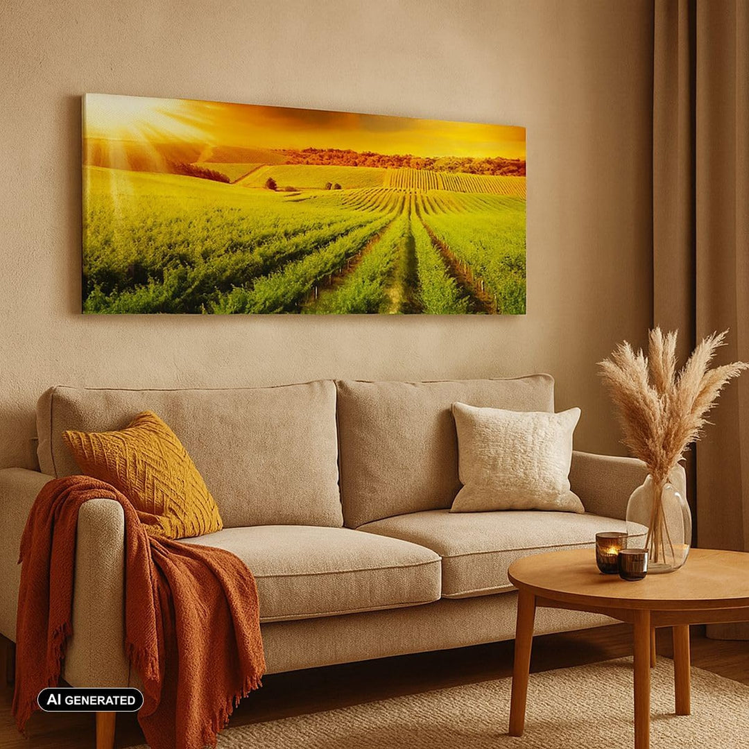 Wandbilder Dekoration Wohnzimmer Land Weingut Pflanzung Panorama Bilder auf Leinwand 120x50cm Leinwa