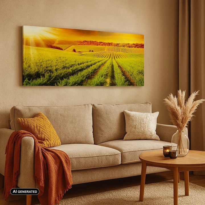 Wandbilder Dekoration Wohnzimmer Land Weingut Pflanzung Panorama Bilder auf Leinwand 120x50cm Leinwa