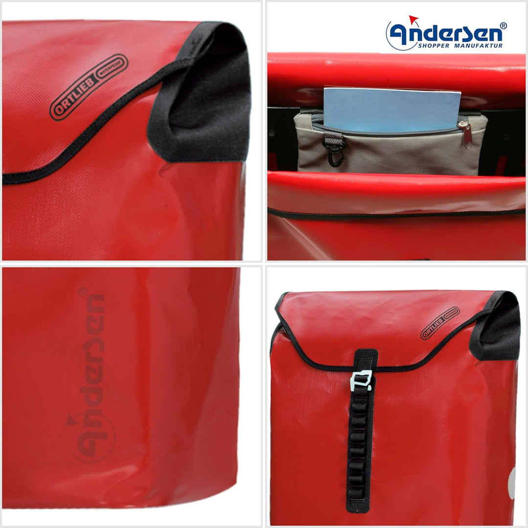 ANDERSEN Einkaufstrolley - Tura Shopper Ortlieb rot 49 L Handwagen, wasserdicht, wetterfest, Alumini