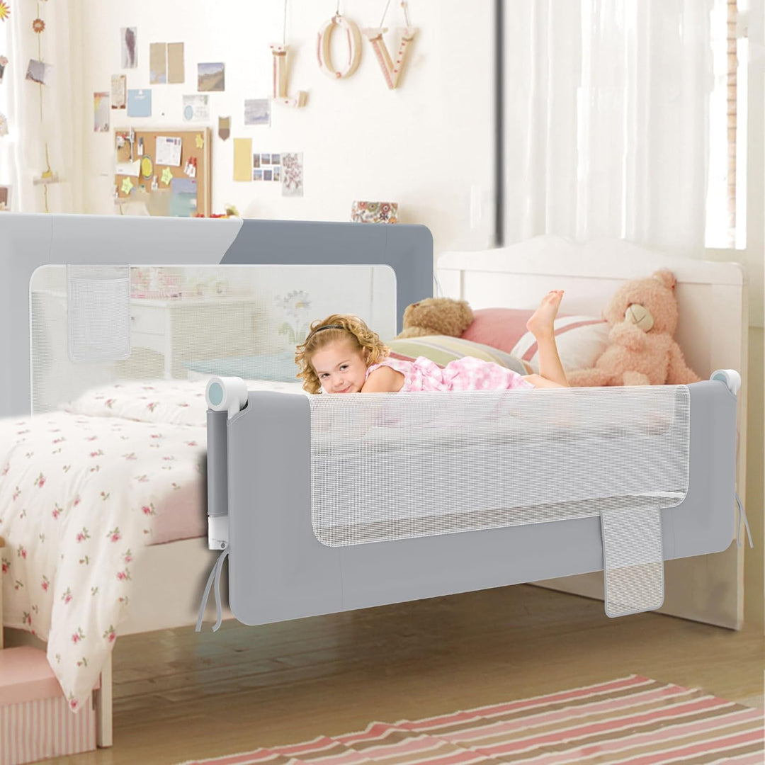 AufuN Bettgitter Bettschuztgitter Portable 150cm, Faltbar Kinderbettgitter für Kinder Babybettgitter