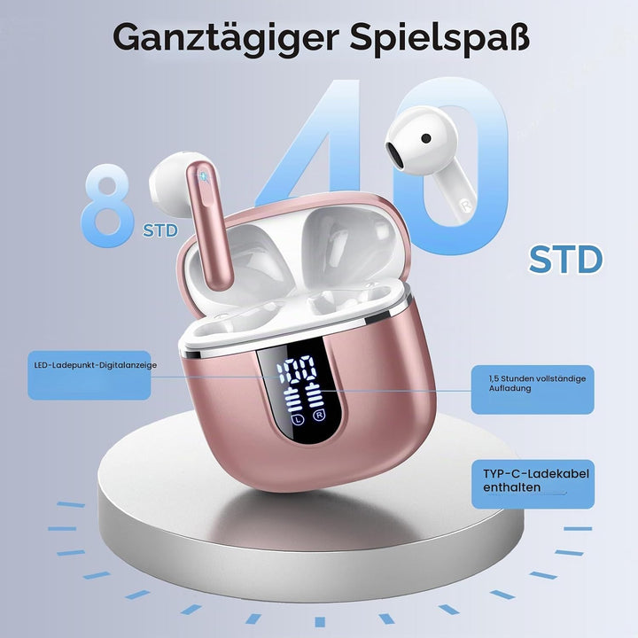 Bluetooth Kopfhörer 5.4, Kopfhörer Kabellos Bluetooth In Ear mit 6 ENC Noise Cancelling Mics, 40Std