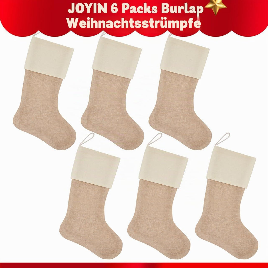JOYIN 6 Stück 18" Plain Burlap Weihnachtsstrumpf