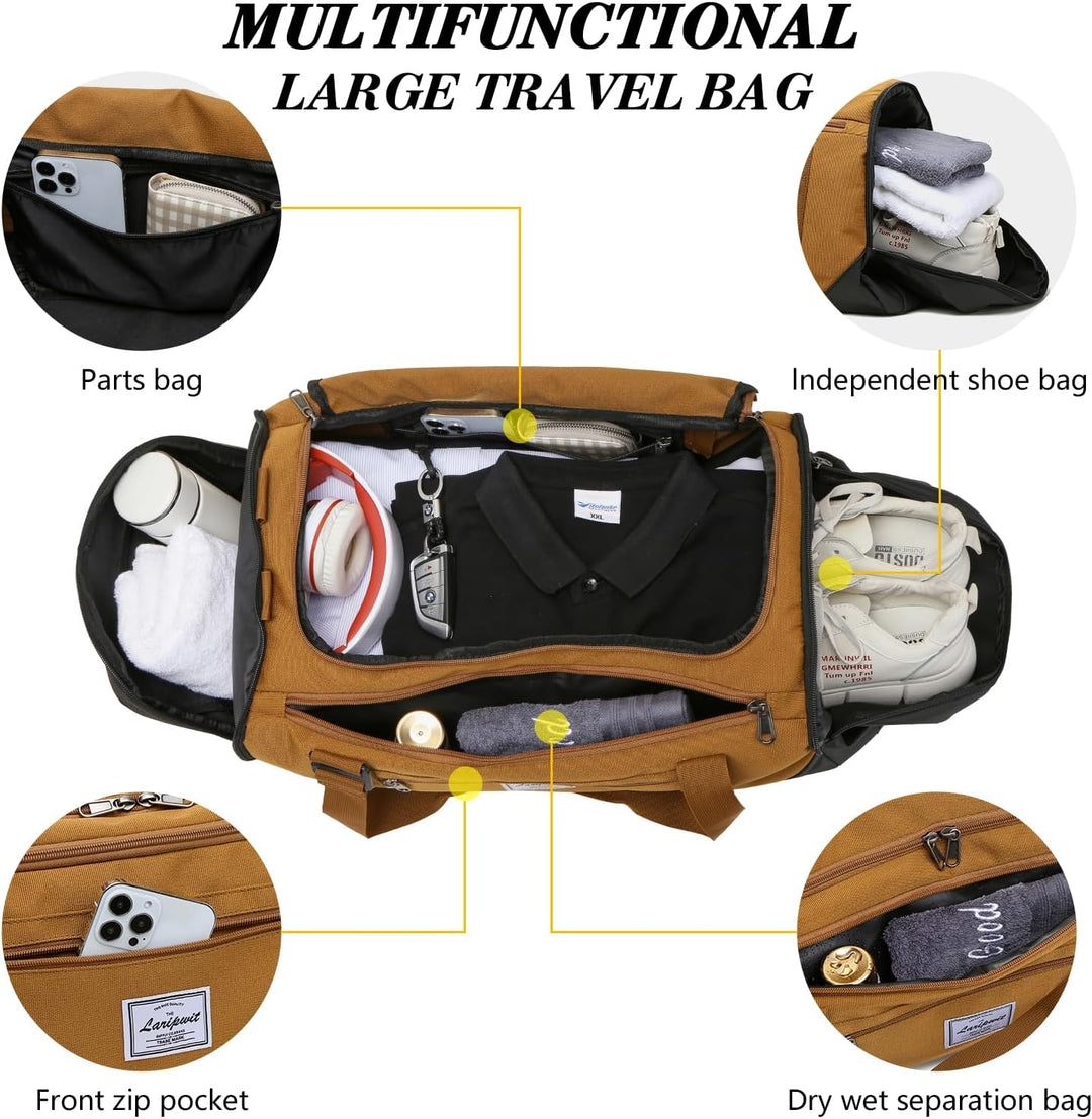 Laripwit Sporttasche Herren, 40L Reisetasche Rucksack Trainingstasche mit Schuhfach & Nassfach, Wass
