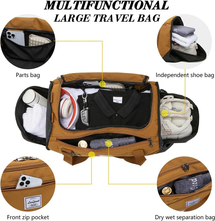 Laripwit Sporttasche Herren, 40L Reisetasche Rucksack Trainingstasche mit Schuhfach & Nassfach, Wass