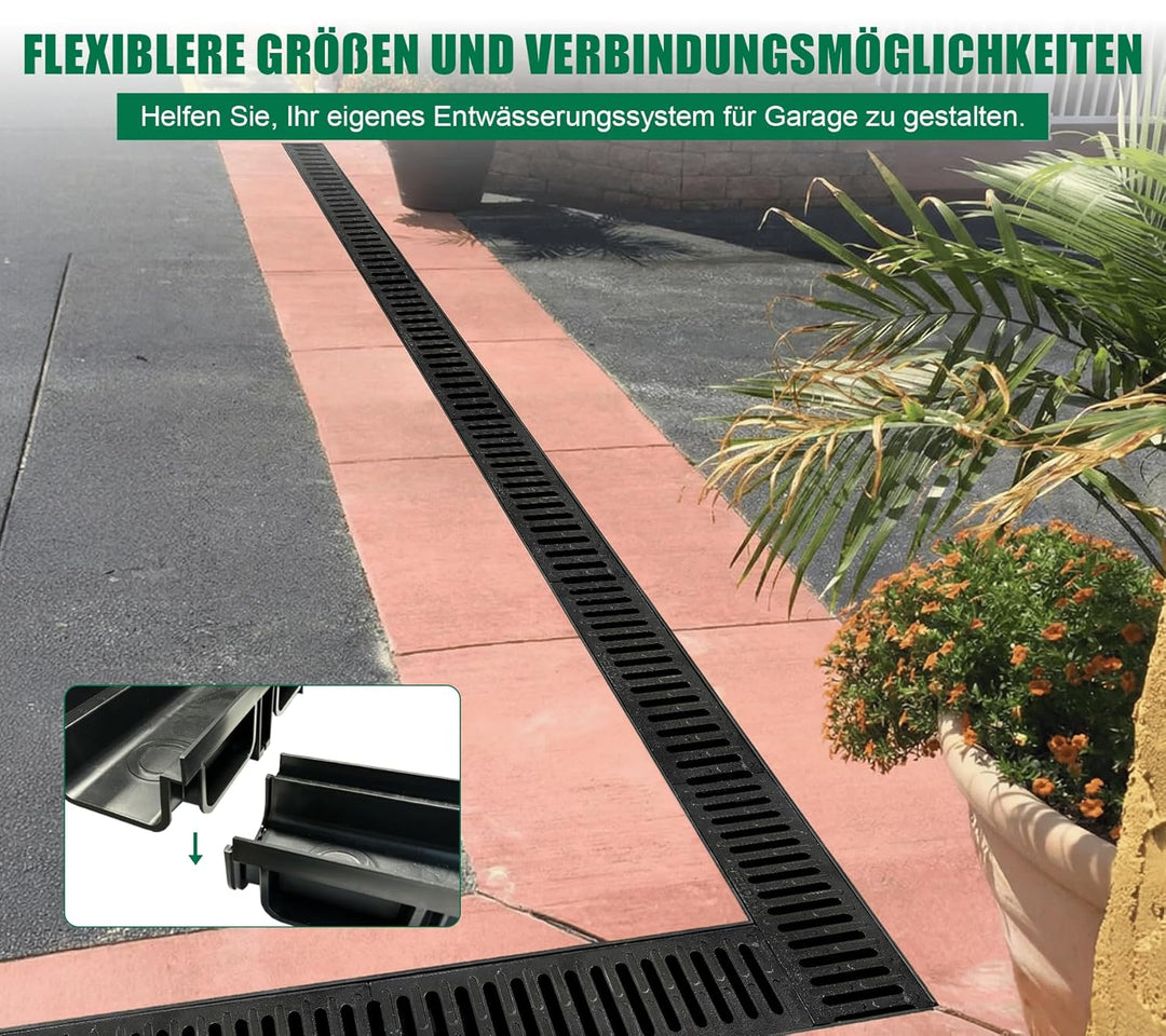 1m Entwässerungsrinne mit B125 Gussrost GJS belastbar bis 12,5 t - 500 x 140 x 100 mm - Bodenrinne A