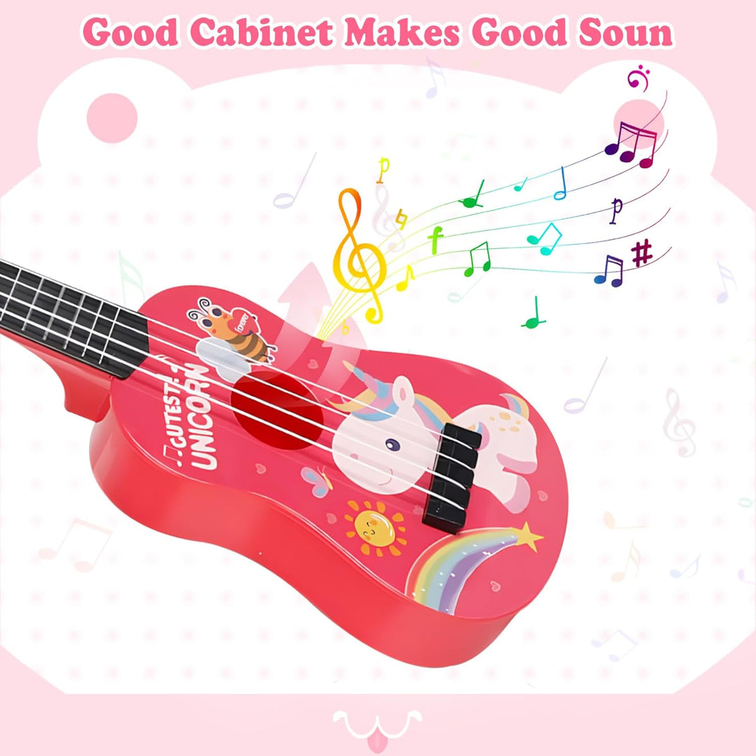 42cm Kindergitarre Mit 4 verstellbaren Saiten Ukulele Gitarre Spielzeug für Kleinkinder Anfänger Jun