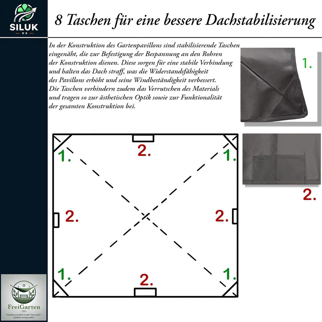 freigarten.de Ersatzdach für Pavillon 3x3 Meter Sand Antik Pavillon Wasserdicht Material: Panama PCV