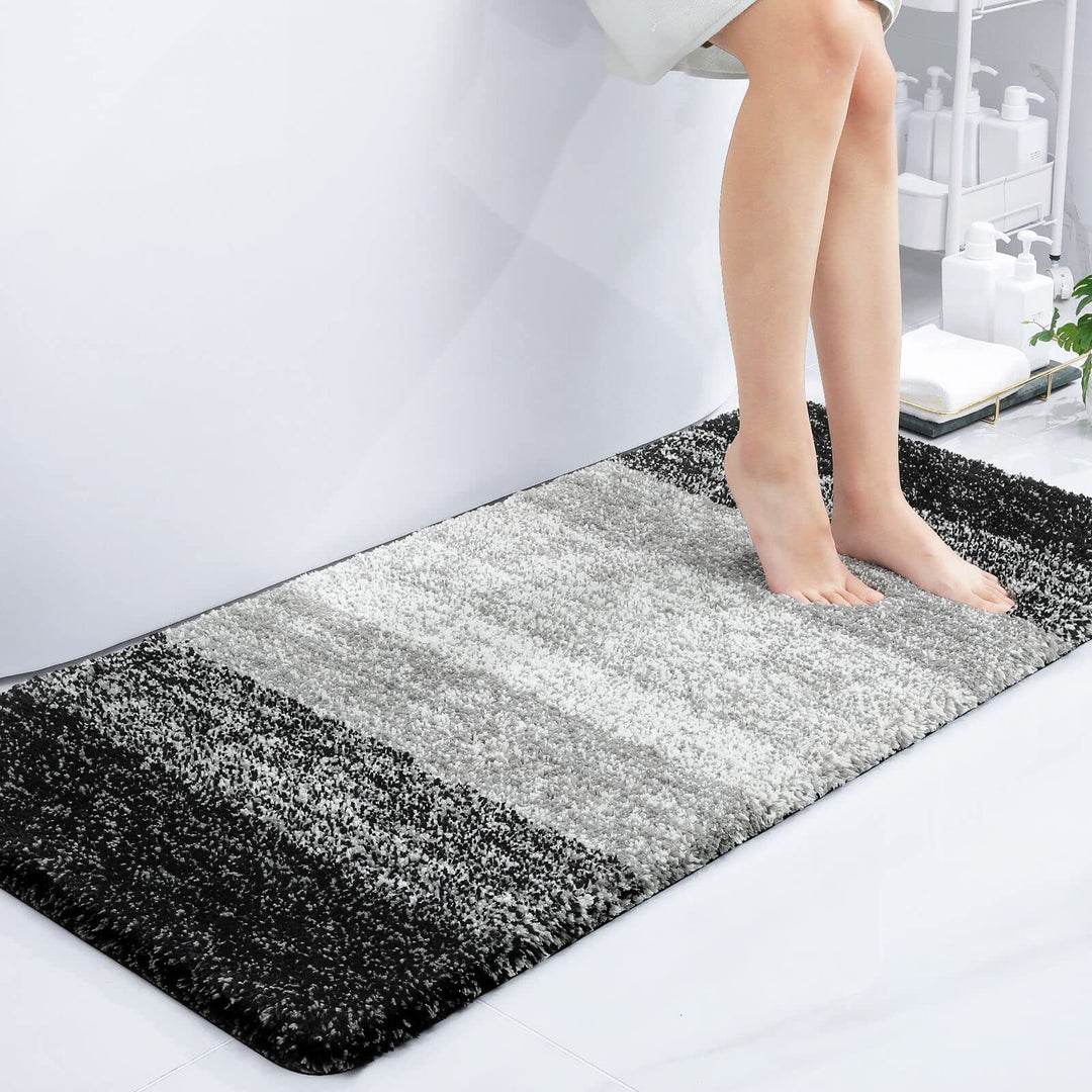 Homaxy Weich Badezimmerteppich 60x120 cm, rutschfest waschbar Badematte Flauschige Hochflor Badteppi