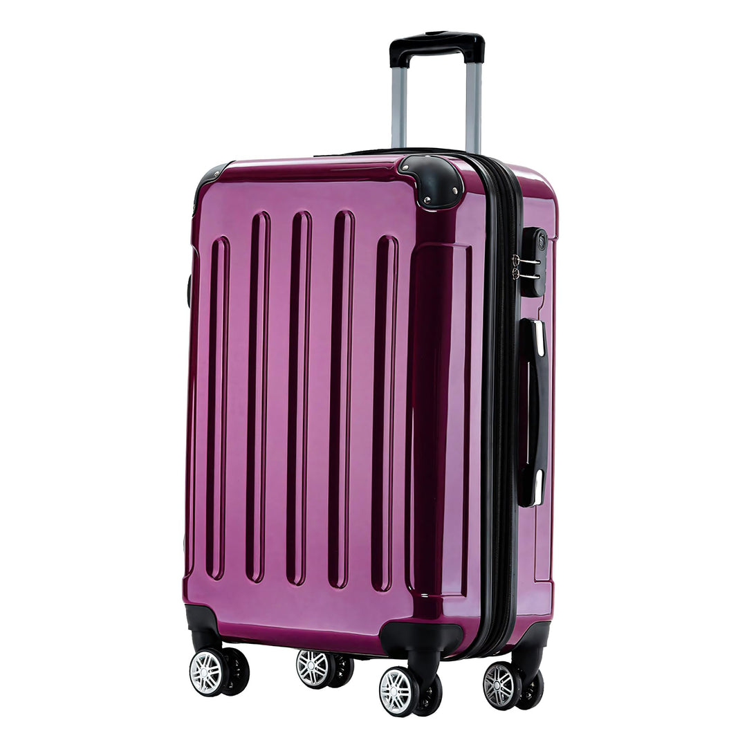 BEIBYE Hartschalen Koffer Trolley Rollkoffer Reisekoffer 4 Zwillingsrollen Polycabonat (Lila, 66cm -
