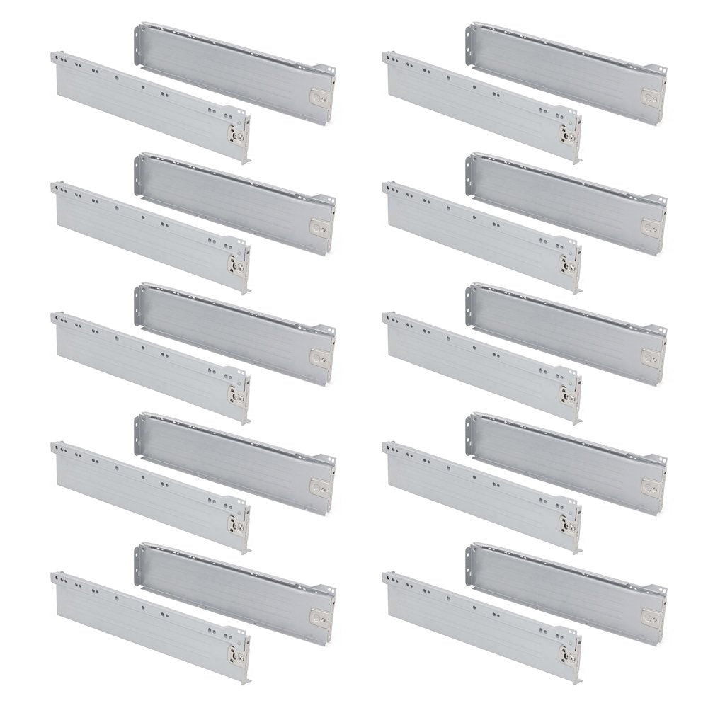 Emuca 3041025 Set aus 10 Schubladen-Kits Metallseiten und Scheibenführungen aus Stahl mit Aluminiumo