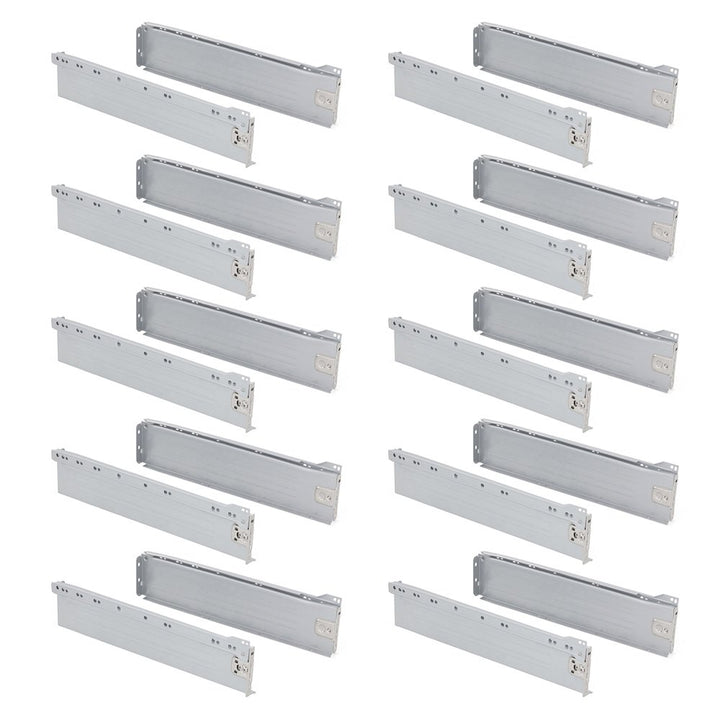 Emuca 3041025 Set aus 10 Schubladen-Kits Metallseiten und Scheibenführungen aus Stahl mit Aluminiumo