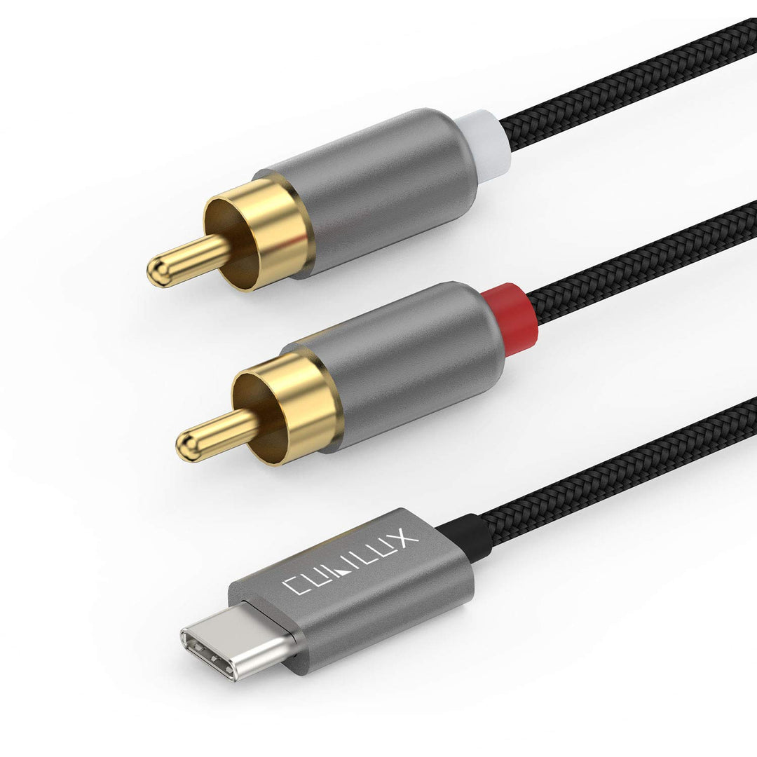 Cubilux USB C auf 2x Cinch (RCA) Stereo Audiokabel, Type C auf RCA AUX mit Hi-Res DAC bis 192 kHz /