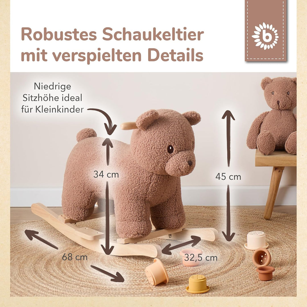 Bieco Plüsch Schaukeltier Bär Mika, 68 cm | Kinder Schaukelstuhl mit Sicherheitsgurt | Baby Schaukel