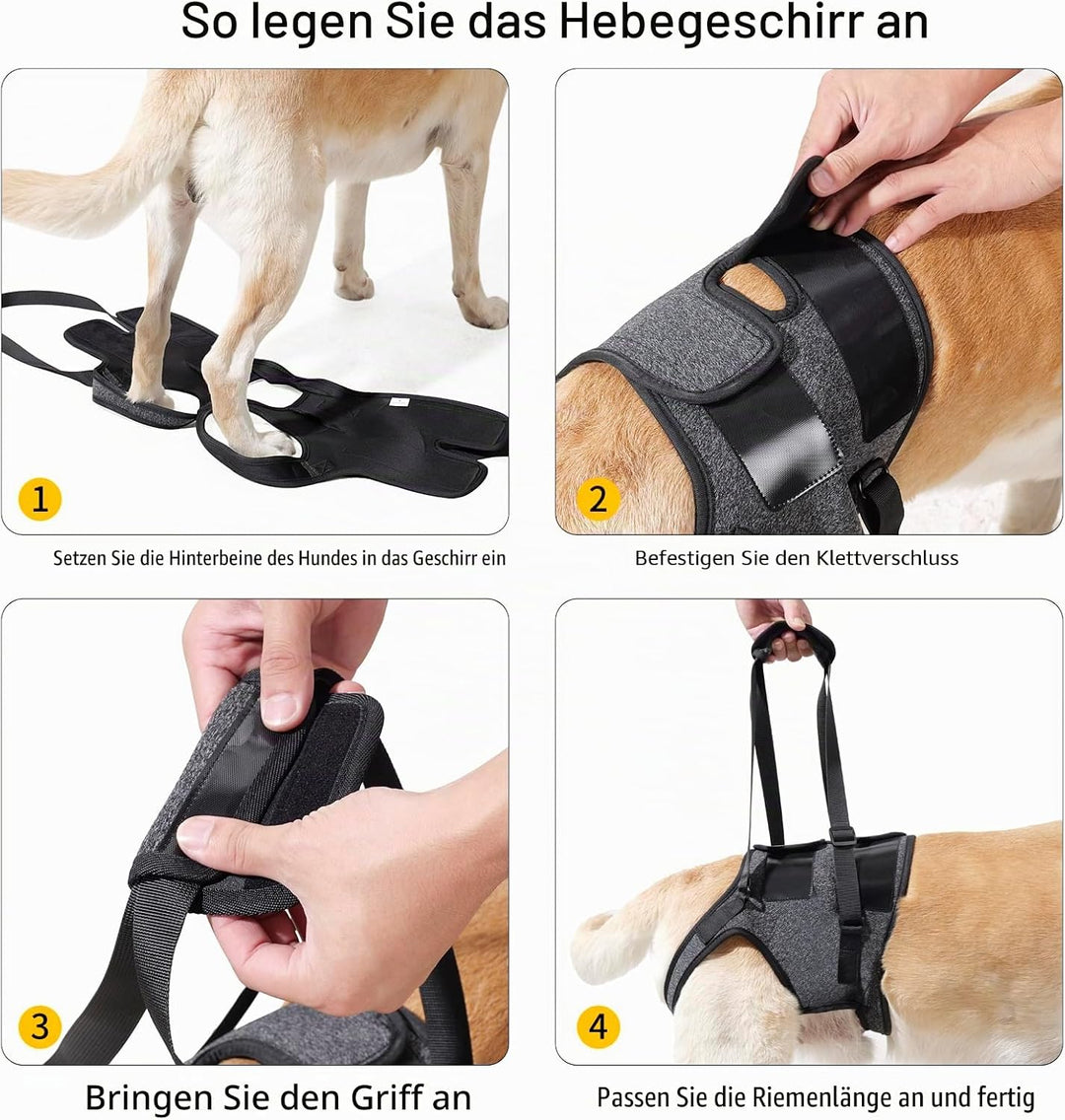 HEYWEAN Tragehilfe mit Handgriff für Hinterbeine - Tragegeschirr für Kleine Mittlere Grosse Hunde -