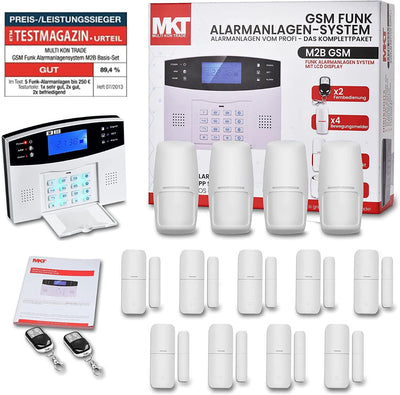 Multi Kon Trade M2B GSM Funk Alarmanlage mit LCD Display – umfangreiches Alarmanlagen Komplett-Set m