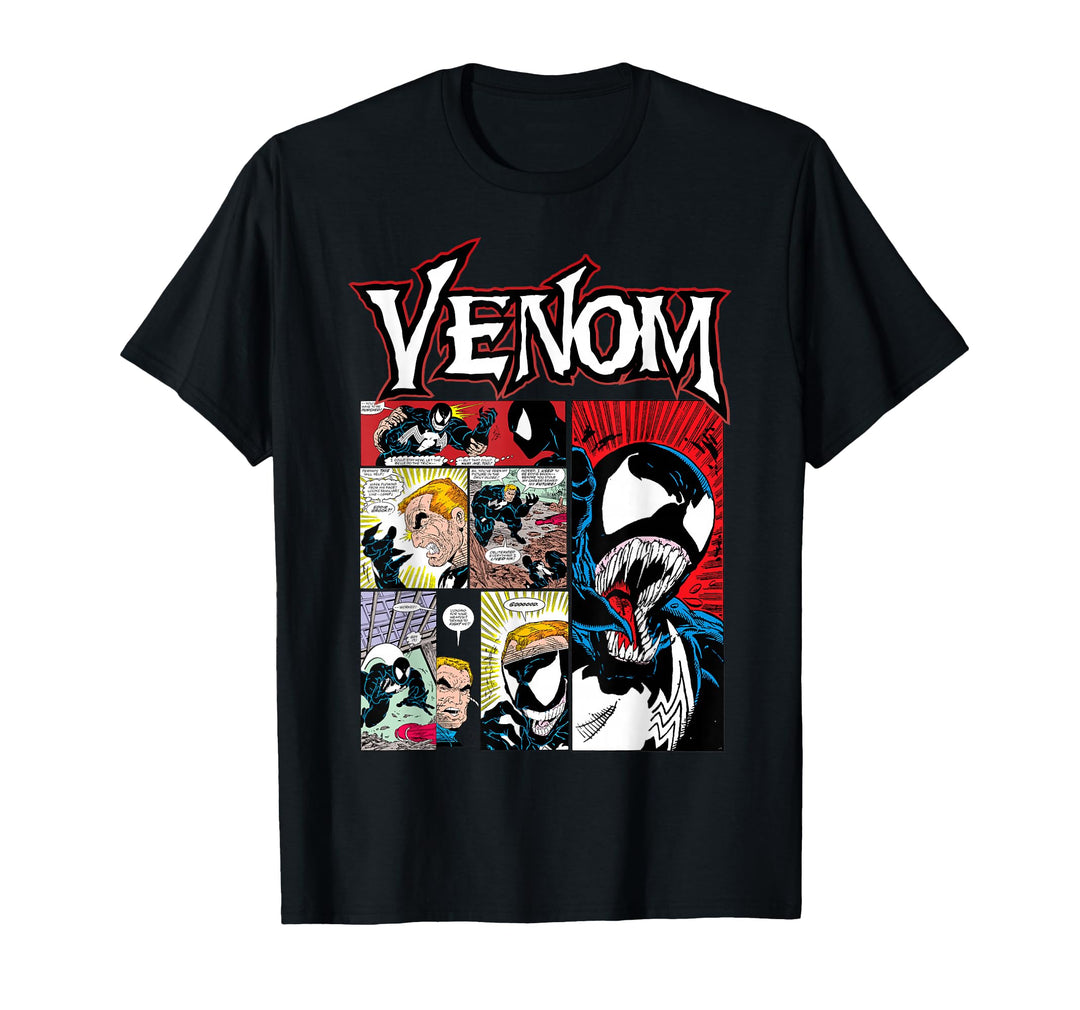 Mens Marvel Venom Classic Retro Comic Panel Art Intro T-Shirt Large White