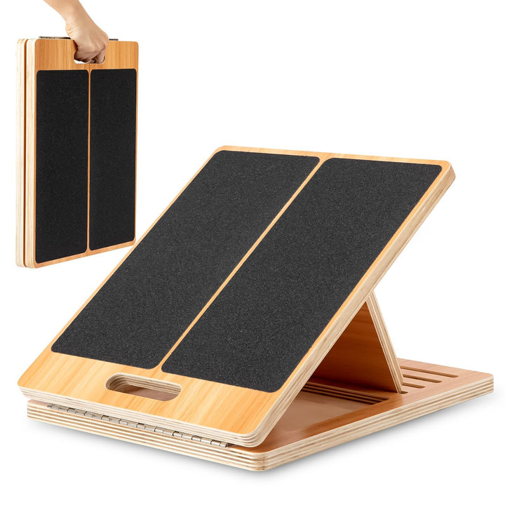 Tragbares Schrägbrett aus Holz von StrongTek für Dehnung und Rehabilitation – 5 Winkel einstellbar,