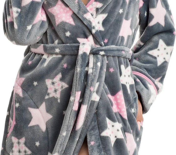 Damen Bademantel/Homewear/Kuschelpullover oder -jacke (made in EU) in tollem Design, grau-Sterne