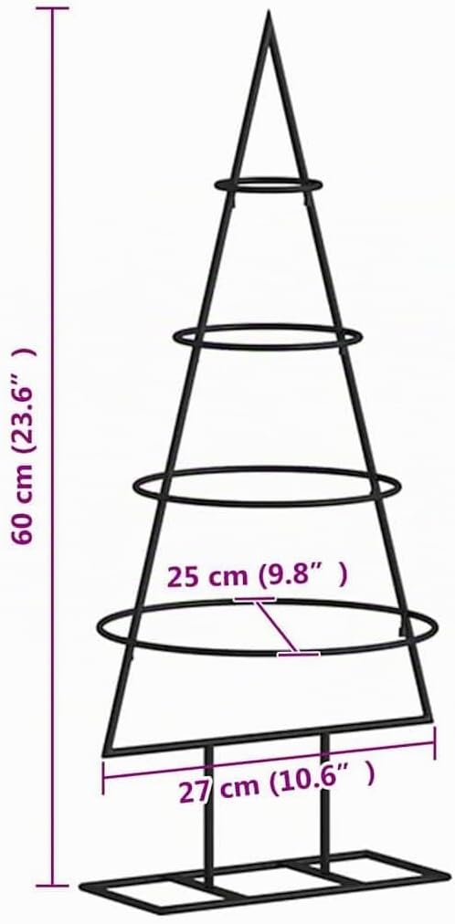 vidaXL Metall Weihnachtsbaum, Platzsparende Weihnachtsdeko, Christbaum mit Ständer aus Metall, Weihn