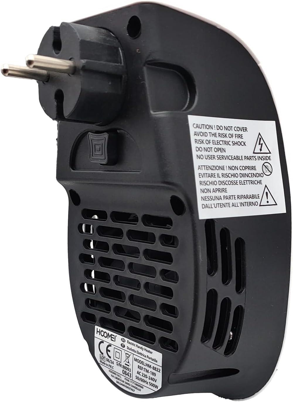 Elektrische Steckdosenheizung 500W Energiesparend, Geräuscharmer Thermoventilator mit Thermostat 15°