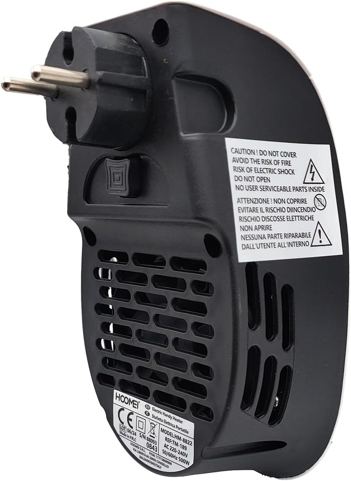 Elektrische Steckdosenheizung 500W Energiesparend, Geräuscharmer Thermoventilator mit Thermostat 15°