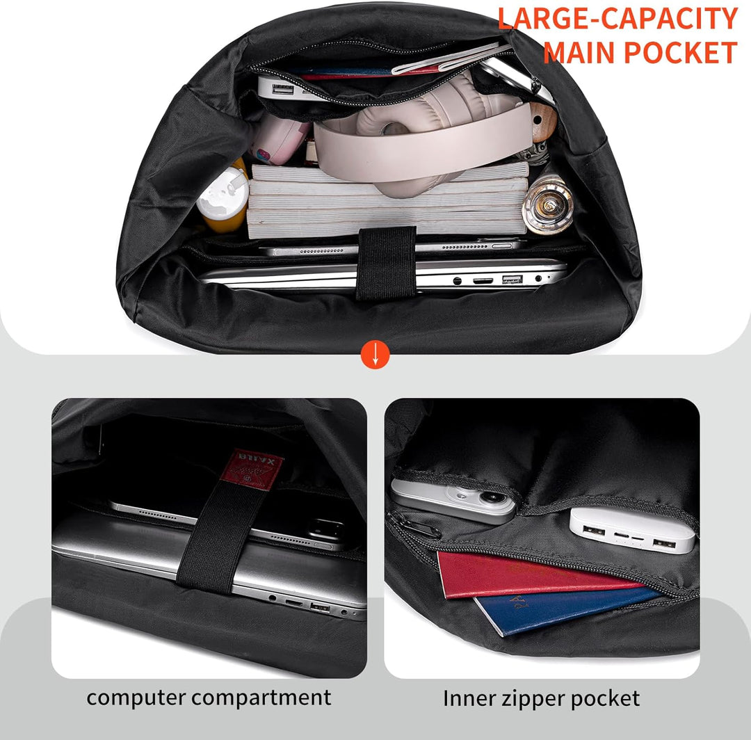 Rolltop Rucksack Damen Herren Gross Laptop Rucksack Wasserdichter mit Computerfach 17,3 Zoll Rucksäc