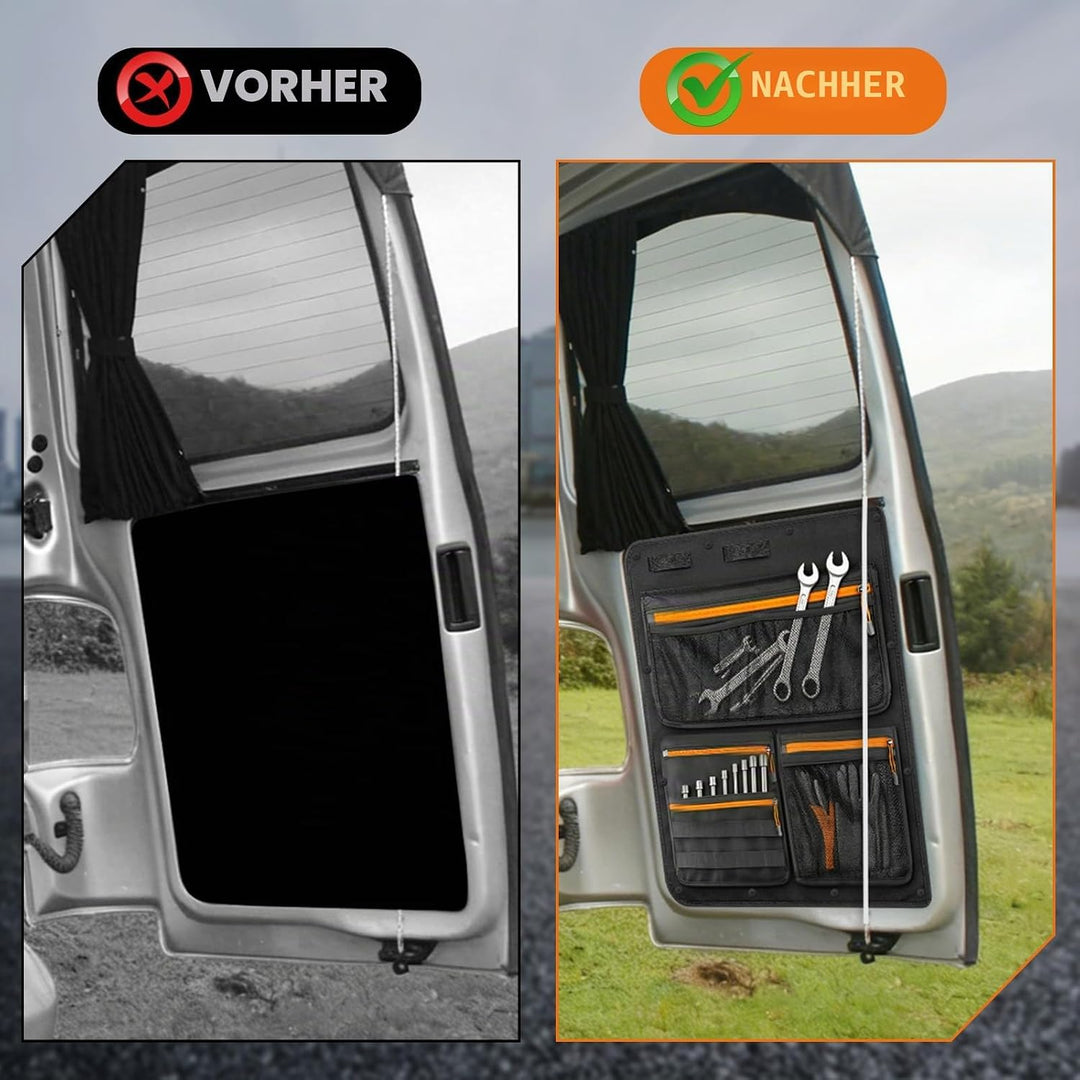 Scheunentür Lagerorganisator kompatibel mit VW T5 T6, 1 Paar Stauraumsparer Scheunentür Organizer Va