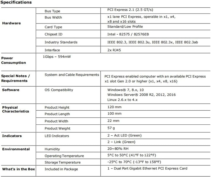 Dual-Port PCIe Gigabit Netzwerkkarte PCI Express Gigabit Ethernet Adapter mit Intel 82575/6 Ports PC