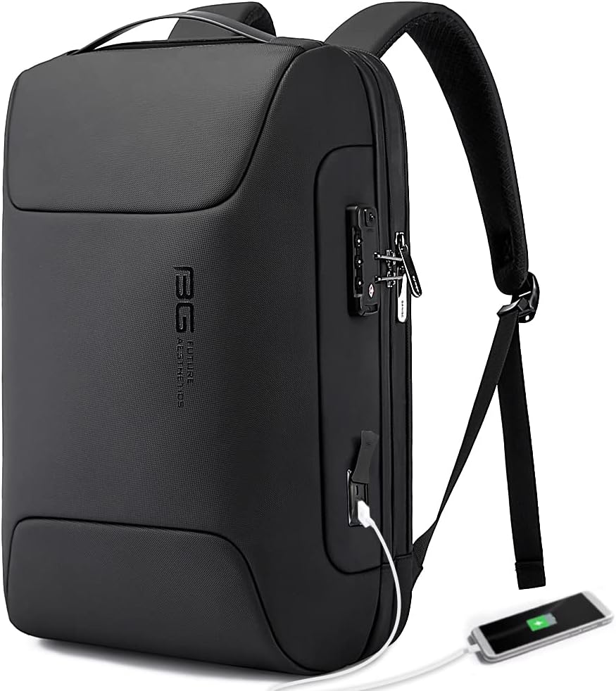 BANGE Anti-Diebstahl-Rucksack mit USB-Ladeanschluss, leichter Business-Rucksack für Damen und Herren