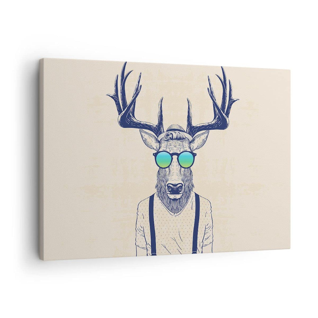 Bilder auf Leinwand Hirsch Abstraktion Leinwandbild mit Rahmen 70x50cm Wandbilder Dekoration Wohnzim
