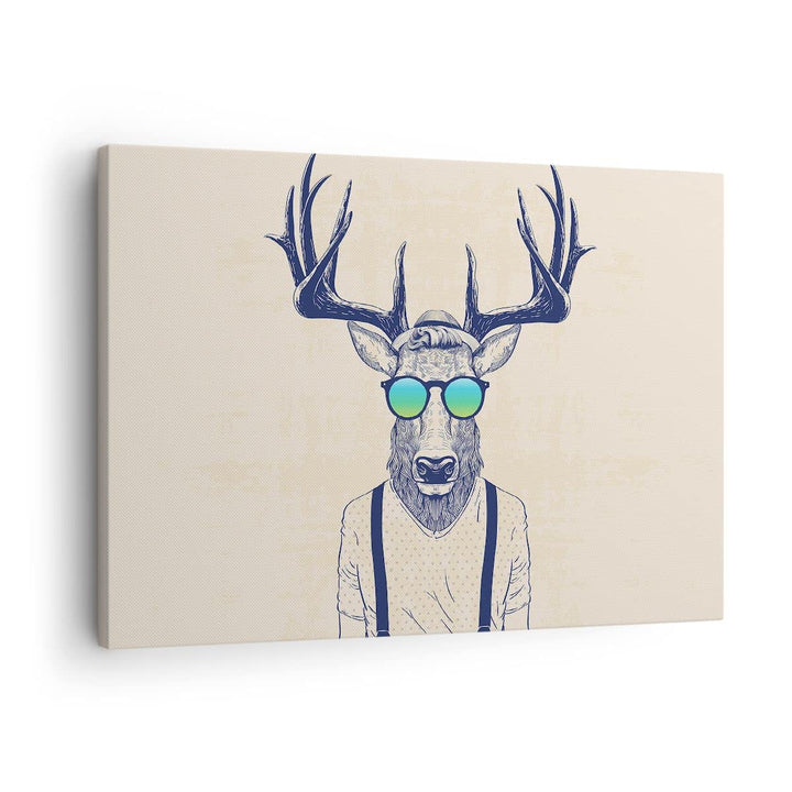 Bilder auf Leinwand Hirsch Abstraktion Leinwandbild mit Rahmen 70x50cm Wandbilder Dekoration Wohnzim