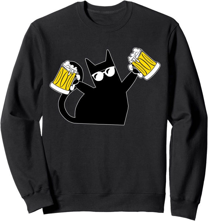 Lustige Katze mit Bier und Sonnenbrille Sweatshirt