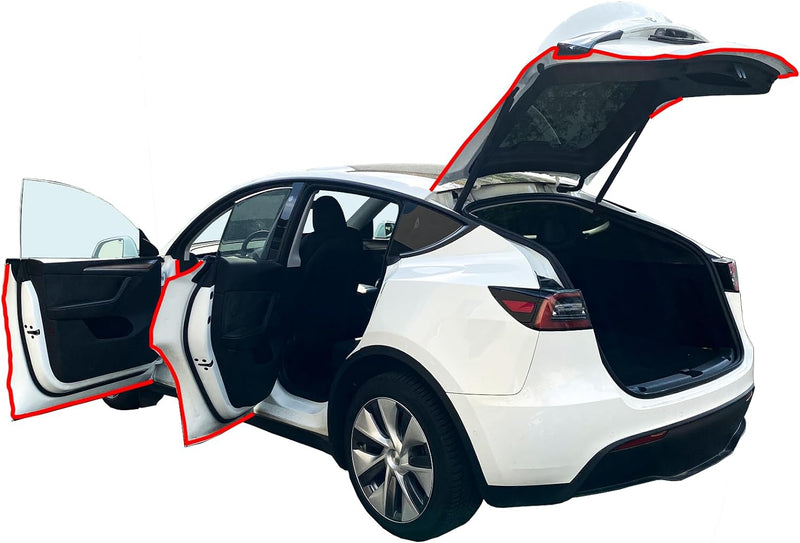 Tesvolution® Dichtungsset Tesla Model Y 2022 + 2023 - Türdichtungssatz Schallschutzgummi Dichtungsst