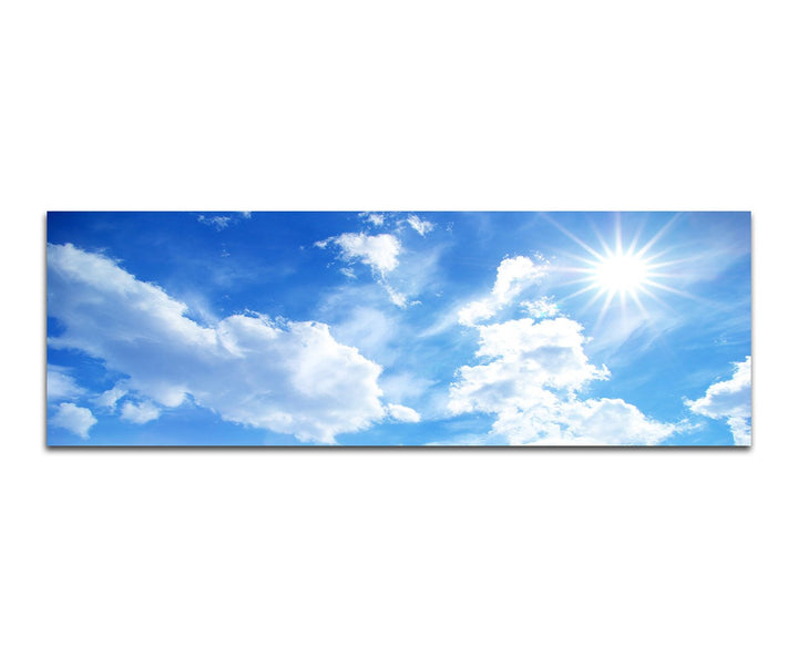 Paul Sinus Art Panoramabild auf Leinwand und Keilrahmen 150x50cm Himmel Wolken Sonne Hintergrund