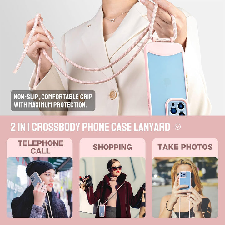 Lawonda Kompatibel mit iPhone 11 Pro Max Hülle, Handykette mit abnehmbarem Band Hülle Seil Necklace