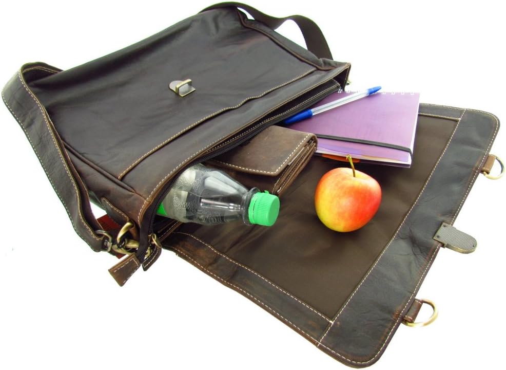 Messenger Aktentasche Wasserbüffel Leder Bag in 3 Grössen Natural Leder Tasche mit Schloss 40,0 x 30