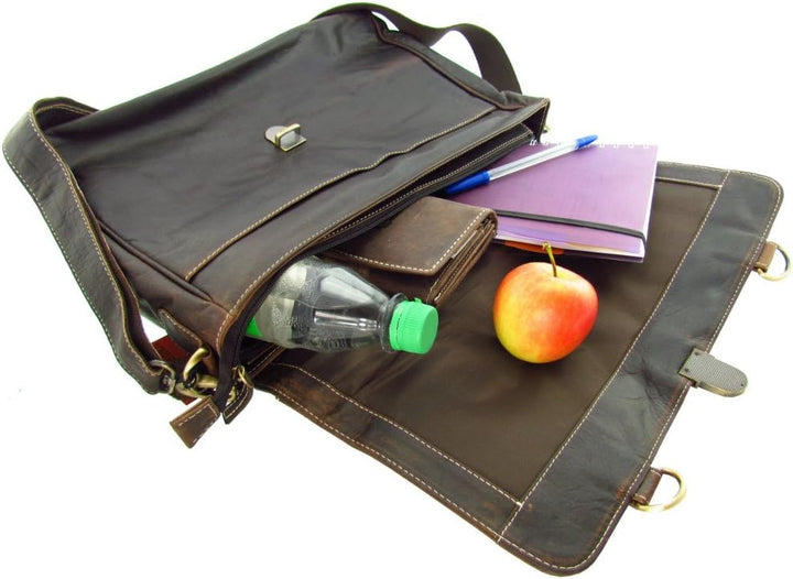 Messenger Aktentasche Wasserbüffel Leder Bag in 3 Grössen Natural Leder Tasche mit Schloss 40,0 x 30